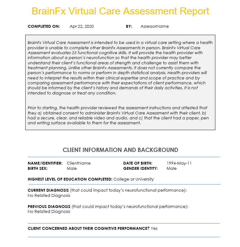 BrainFx SCREEN sample report