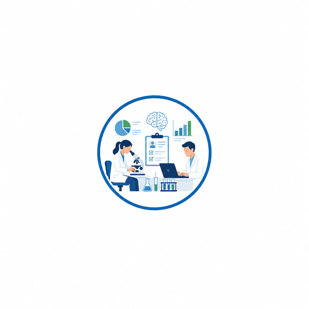 Clinical researchers reviewing standardized outcome data